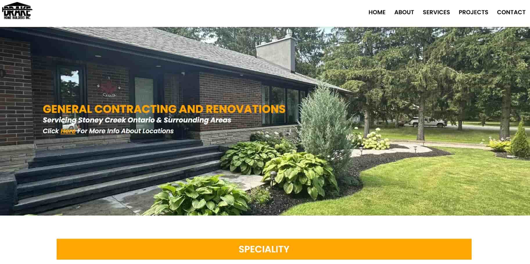 Drake Home Builders website design for builders in Ontario