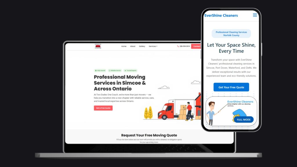 Design Mockups on Laptop & Mobile