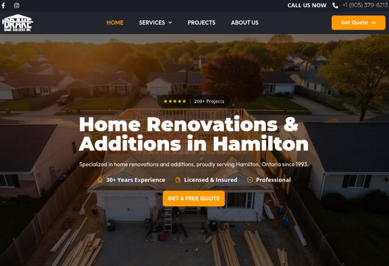 Drake Home Builders web design project in Hamilton