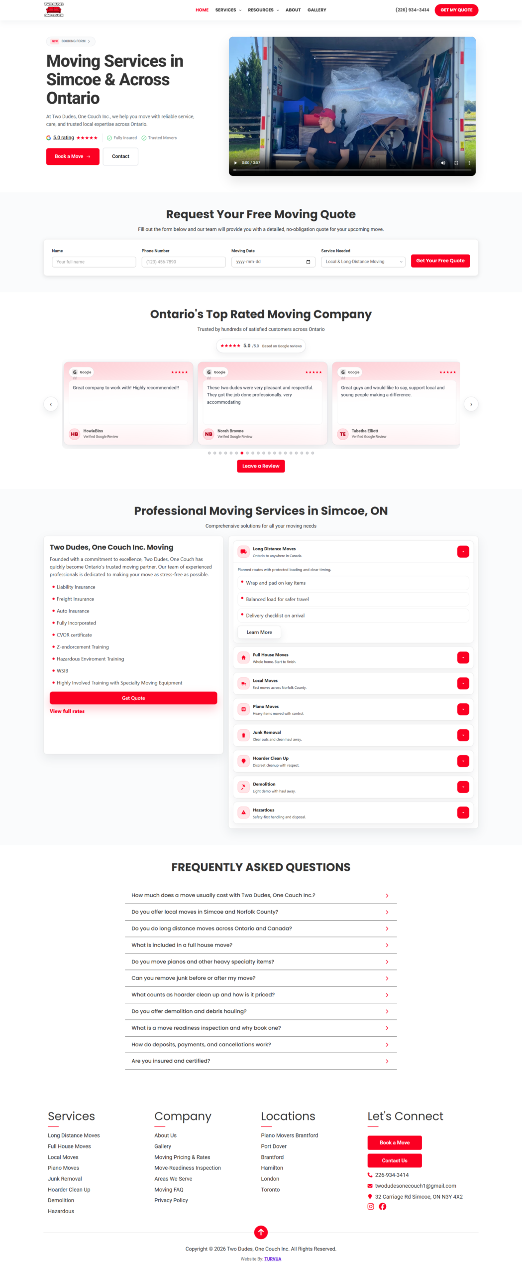 Ontario Moving Company Website Design