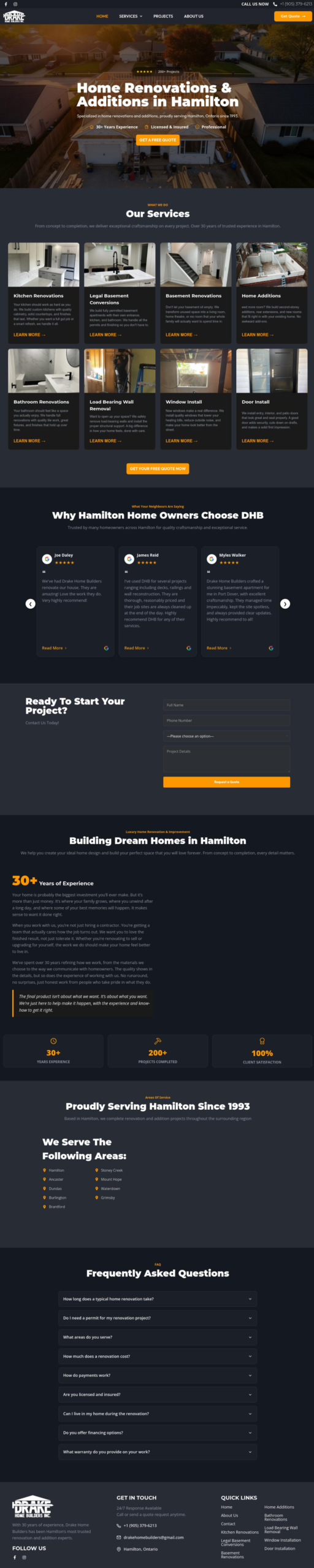 Hamilton General Contractor Website Design