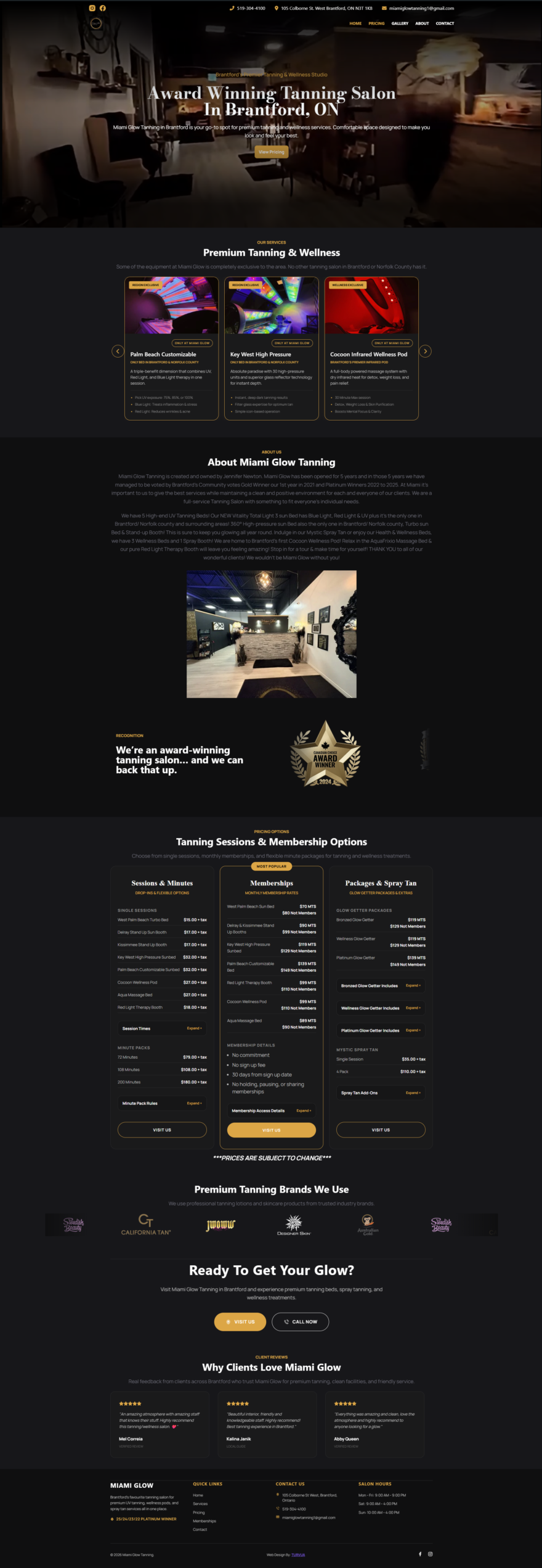 Brantford Tanning Salon Website Design